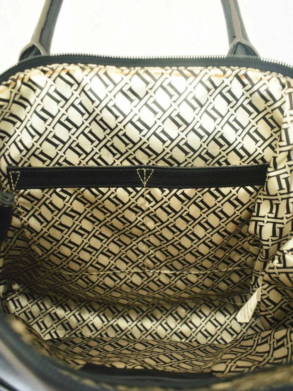 Classic Black Tignanello Leather Handbag